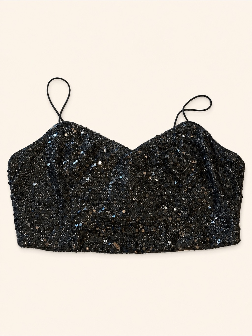 Lulus Black Sequin Bustier Crop Top – Size XXL